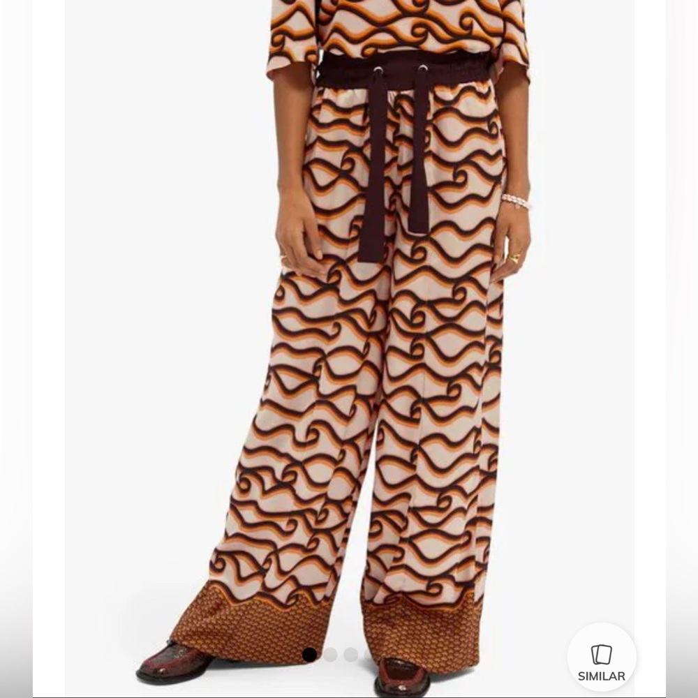 Dramatic Orange, Pink, Purple and Black Flowy Patterned Pants